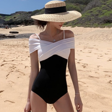 (Hàng QCCC đủ size 2 màu) Bikini bộ bơi đồ bơi nữ liền trễ vai cực sang chảnh tôn dáng cực đẹp