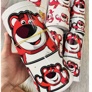 SET DECAL Tem sticker gấu dâu lớn