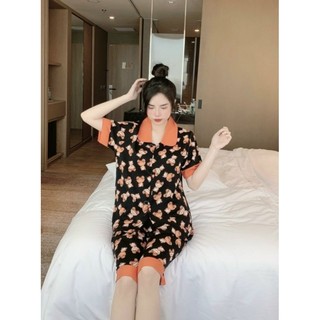 Bộ Lụa Pyjama MANGO Lửng Cao Cấp Mềm Mịn Mát