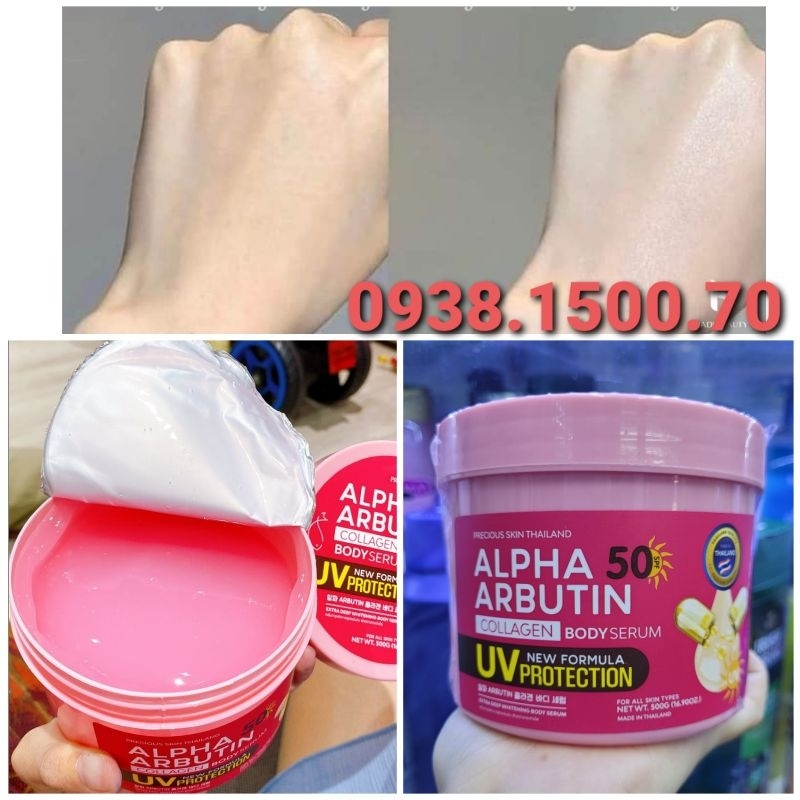 DƯỠNG THỂ SIÊU TRẮNG DA  DẠNG SERUM Precious Skin Alpha Arbutin Collagen Body Serum UV SPF50 500g