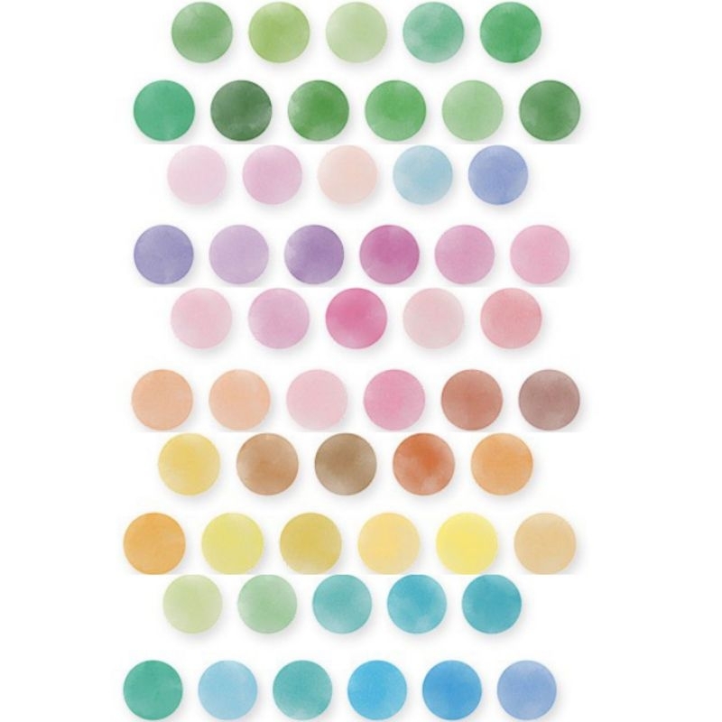 55 sticker washi chấm tròn nhiều màu không trùng