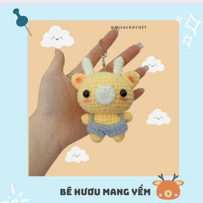 Móc khóa thú len bé hươu bằng cute