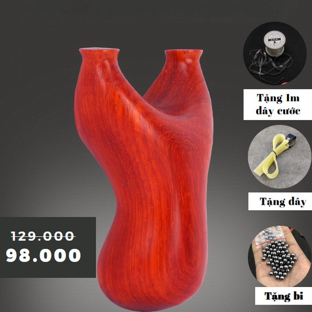 Ná Cao Su Gỗ Cẩm Lai Đỏ Chuẩn Hàng Cao Cấp Bao Êm Tay Bao Chắc Chắn An Toàn, Ná Gỗ Béo Tặng 1m Cước Buộc + Dây Thun, Bi