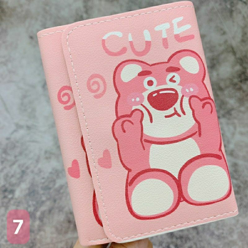 Ví nữ bóp nữ cầm tay gấu dâu gập 3