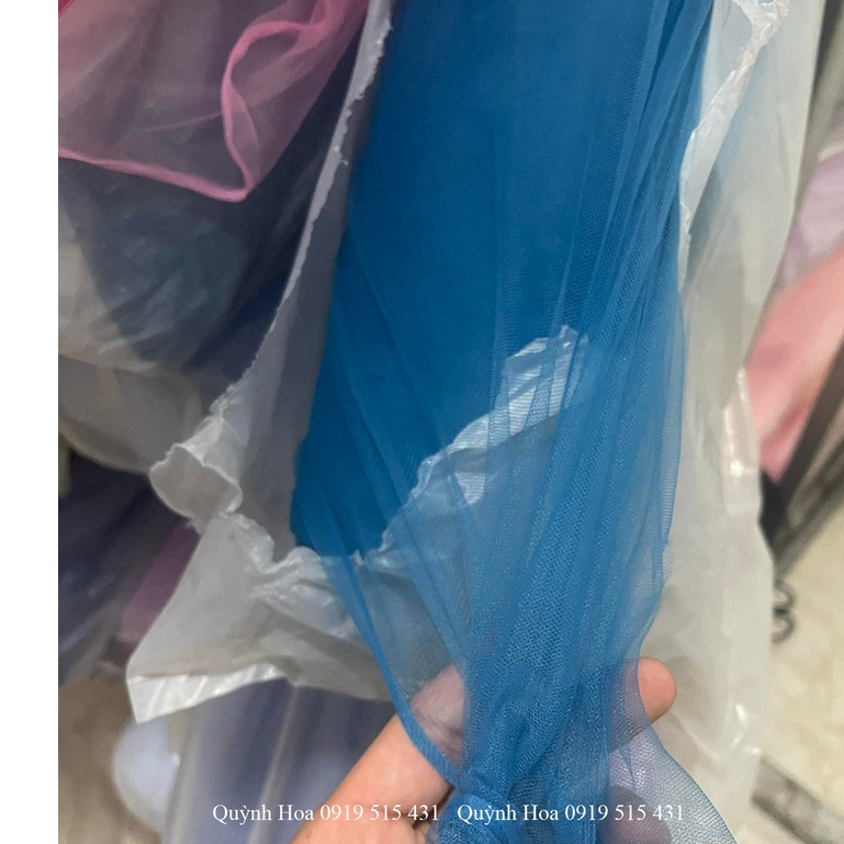 Vải Voan Lưới Mềm Màu xanh cổ vịt may váy công chúa