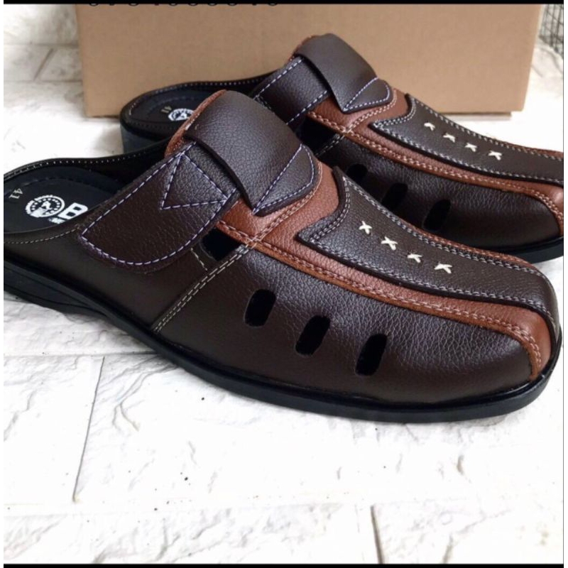 Giày không gót nam mẫu mới..da mềm..mã SP0..màu nâu phối vàng.. khâu đế sẵn chắc chắn