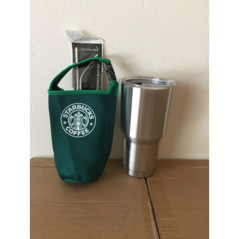 Combo bình dữ nhiệt inox.gồm 1 bình+1 túi đựng kèm ống hút.