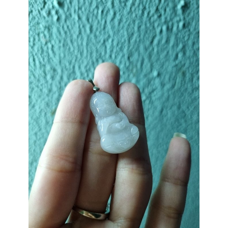 Mặt dây chuyền tiểu a di đà cam_thach trắng