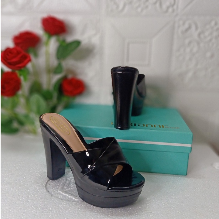 Giày sandal nữ cao gót siêu nhẹ không quai hậu cao 12 phân đế đúc nguyên khối