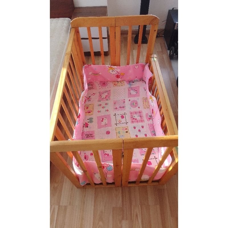 Giường cũi gỗ thông cao cấp cho bé 3 tầng cao cấp màu tự nhiên