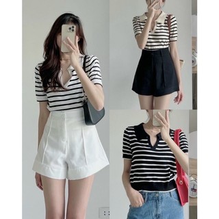 Áo len mongtoghi kẻ cổ bẻ