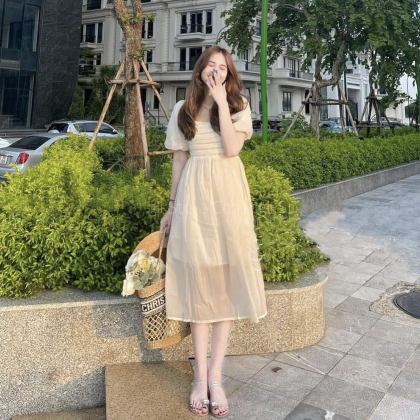 [Ảnh Thật/Freeship]:  💐Váy Voan Tơ 2 Lớp Li Ngự TAy Bồng ,Phong Cách Trẻ Trung -Nhẹ Nhàng 🌸 [LOLLA_Y