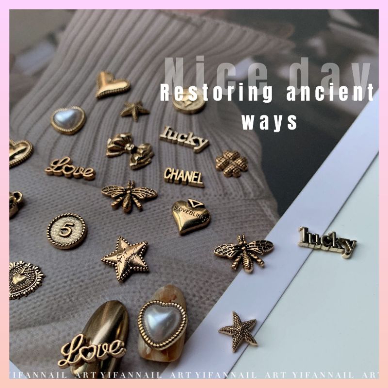 charm đồng hình tim,ong,nơ trang trí móng tay