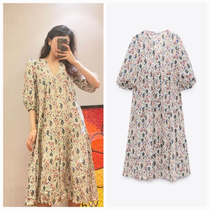 Váy họa tiết Zara Auth size S