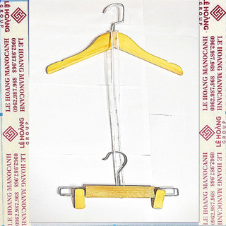 Móc kẹp gỗ trẻ em Mix Bộ treo quần áo trẻ em cả bộ đầu móc vuông bóng bach 10cm
