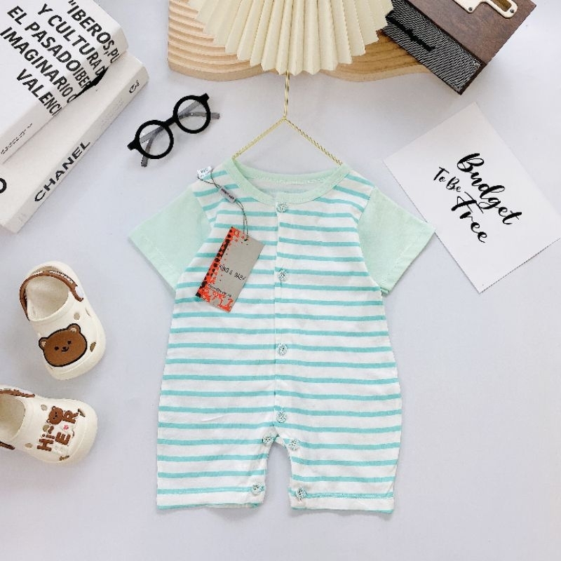 Body Đùi, Body Cộc Sơ Sinh Mẫu Kẻ Pha Tay Cho Bé 3-8Kg