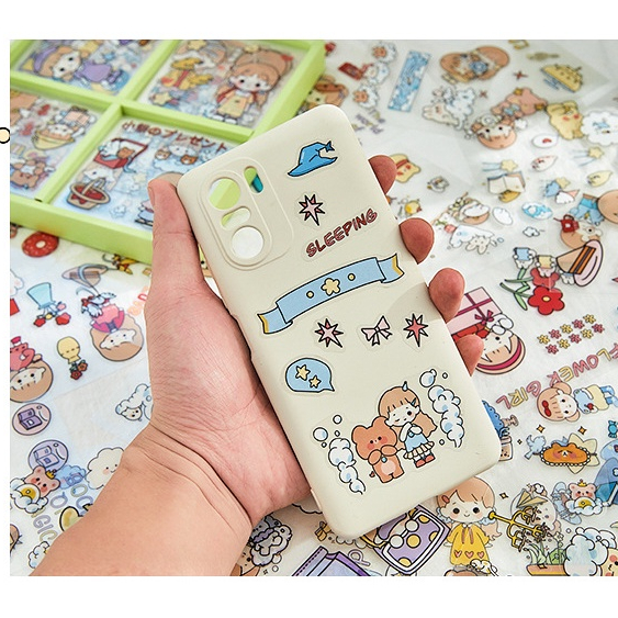 Sticker cute set 10 tấm trang trí bình nước, trang trí sổ cắt sẵn chống nước dễ thương