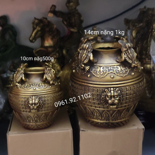 Hũ tài lộc thiềm thừ bằng đồng hũ cóc vàng cóc xanh bằng đồng phong thủy 10cm