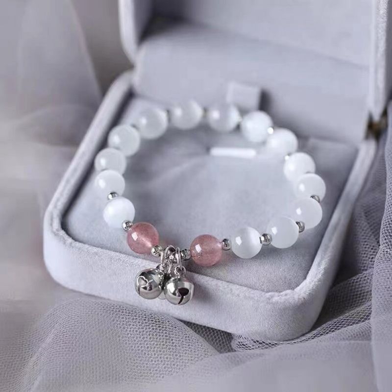 Vòng tay nữ hạt đá đính chuông lục lạc nữ tính và thanh lịch