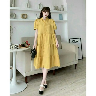 Váy bầu công sở Dambauxinh đầm bầu sơ mi suông mặc được sau sinh