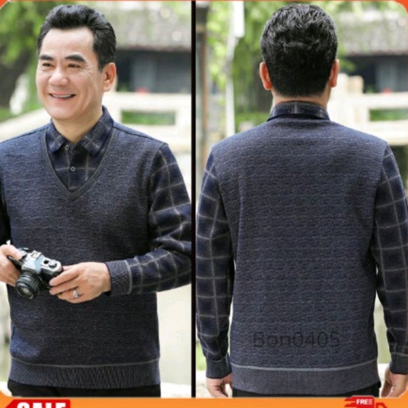 Sẵn Áo Len Nam Trung Niên Lót Nỉ Cho Bố Cho Ông.