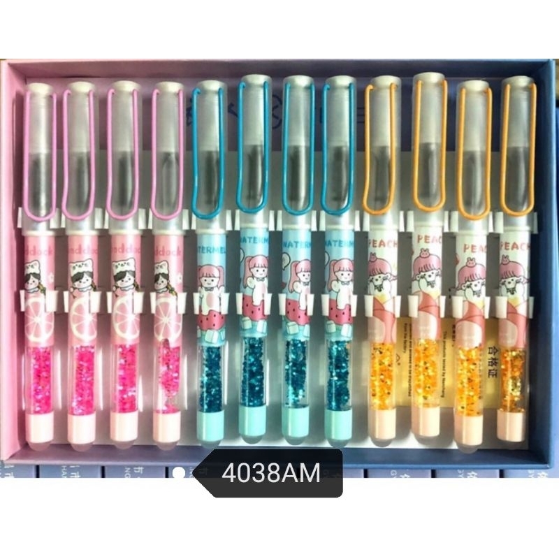 Bút máy tẩy/xóa được mẫu kim tuyến cute, ngòi kim tinh mài - bút có sẵn ống mực.Linzstore89