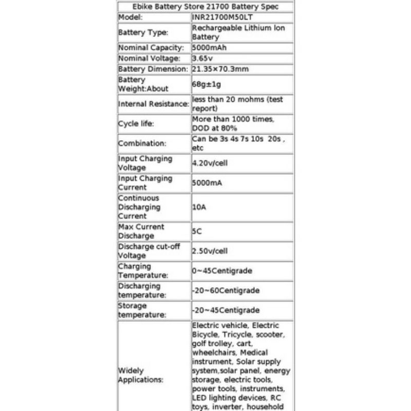 Pin sạc 21700 LG M50Lt, dl 5000mah