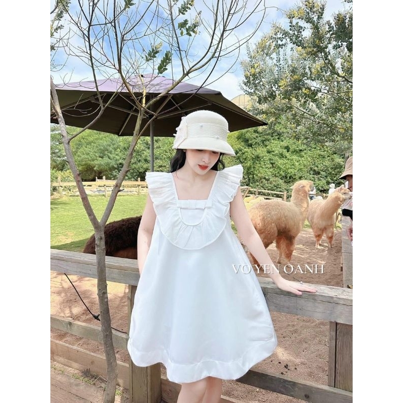 Đầm babydoll tay cánh tiên viền bèo xịn xò dễ thương cực kỳ