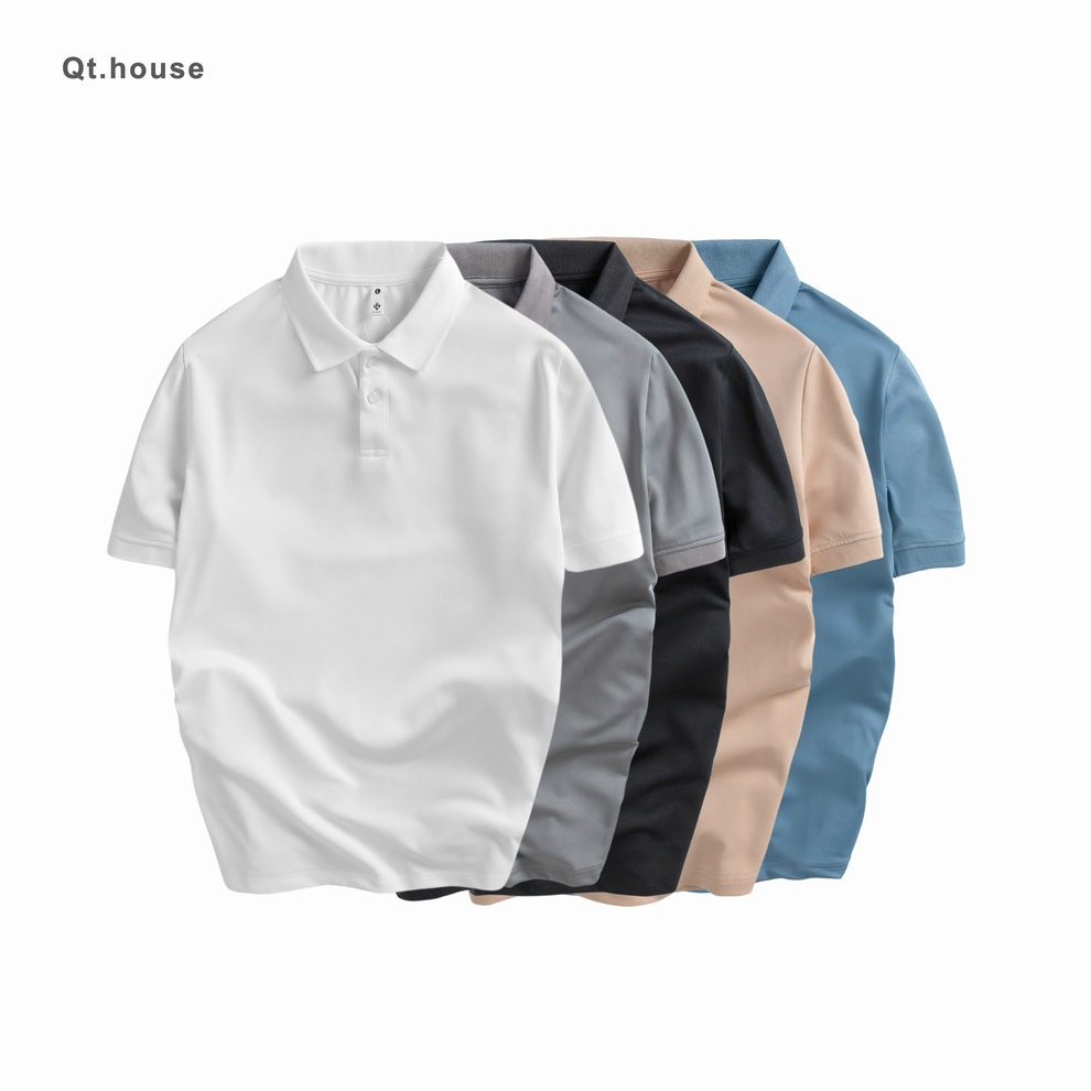 Áo polo nam Qthouse, áo thun nam trơn cổ bẻ form ragular QTPL01