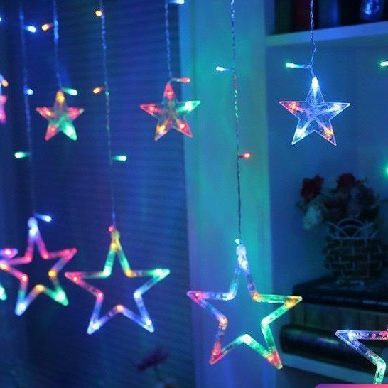 Dây đèn led thả rèm sao vàng/đủ màu 4m trang trí tết, led trang trí noel, trang trí ngoài trời, led màn sao