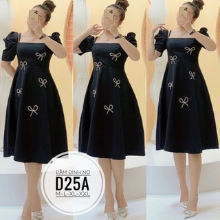 [Hình thật] Đầm bigsize đính nơ từ 55kg-90kg