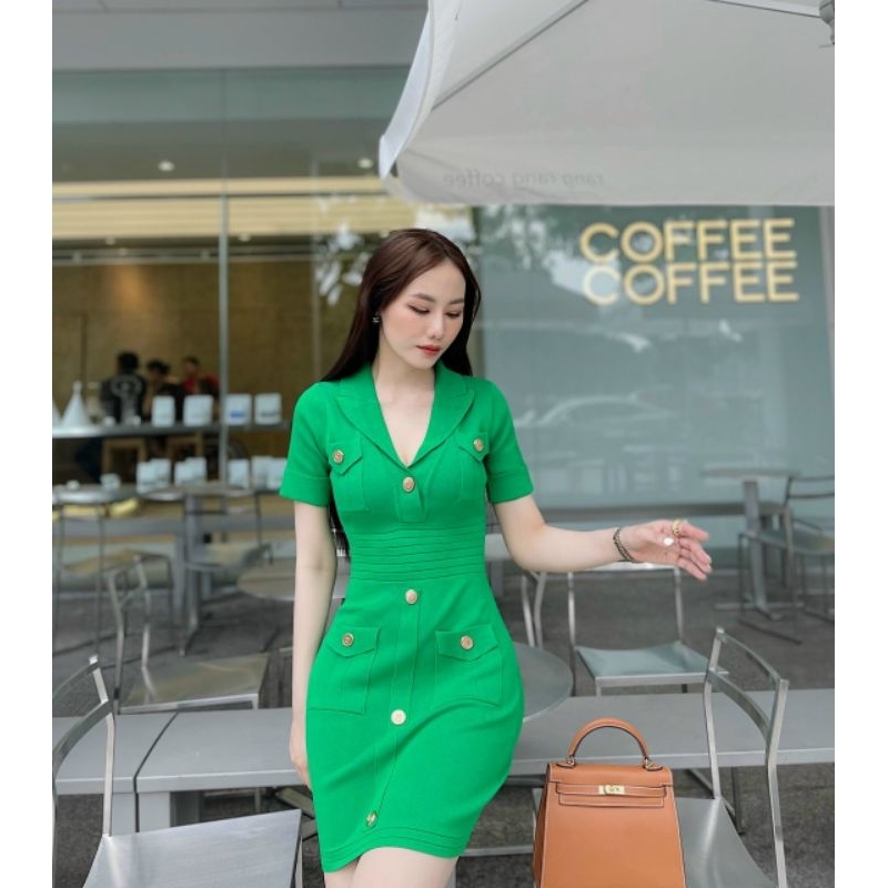 Đầm body 𝗕𝗮𝗹𝗺𝗮𝗶𝗻 tay ngắn nhiều màu xanh lá hồng đỏ