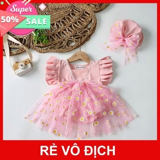 bodysuit váy cúc hồng ngột ngào vải đũi trơn mền phối lưới kèm mũ