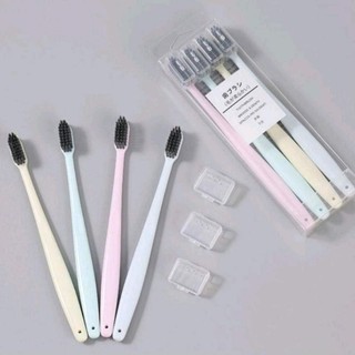 Bộ 4 bàn chải sợi tre muji, hàng xuất nhật