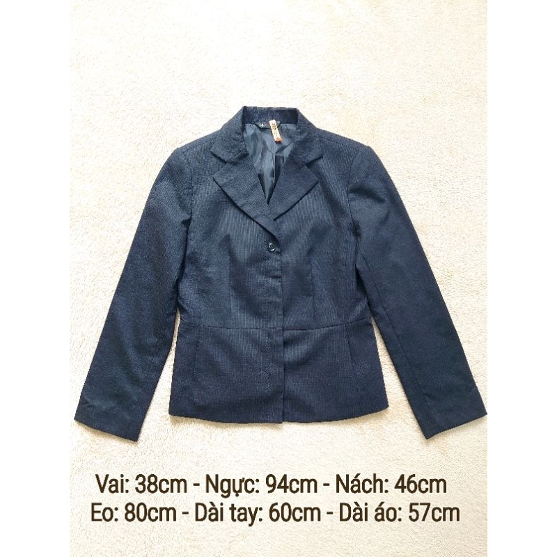 [2hand] Áo vest nữ Nhật hiệu L&B (Life & Beauty) 2 lớp màu đen kẻ sọc dọc có 2 túi xẻ phía trước (Se