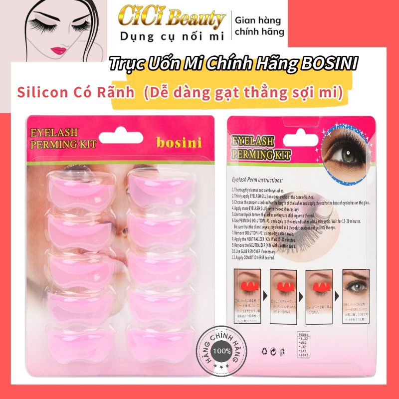 Trục uốn mi silicon 9D BOSINI chính hãng_Bản Dẹp Có Rãnh (Vĩ gồm 5 size như hình)
