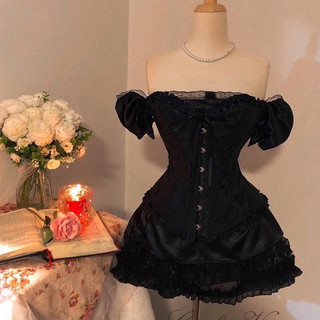 Black Swan - Set Váy Swan Lụa kèm corset Cổ Điển siêu tôn dáng