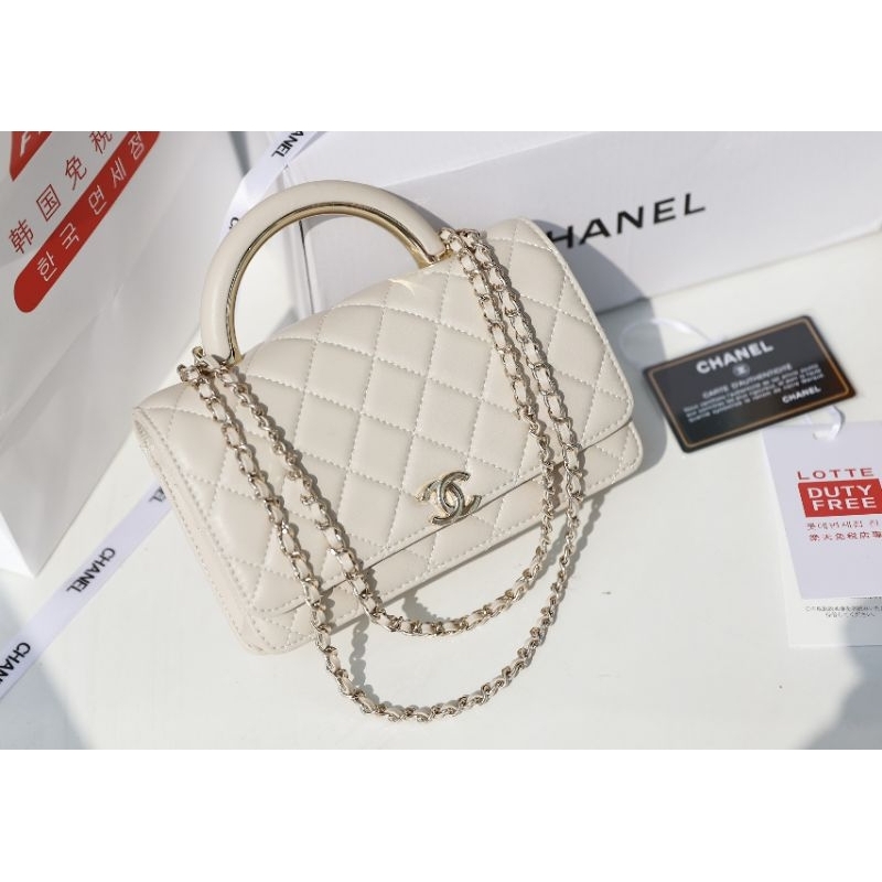 Túi xách nữ C.N WOC quai xách kim loại pha da sz19cm da bò 100% sang chảnh dã man fullbox nam châm