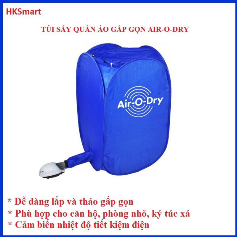 Túi sấy quần áo gấp gọn Air-O-Dry, HKsmart, 800W, sấy nhanh, cảm biến nhiệt tiết kiệm điện,rất gọn nhẹ, dễ dàng tháo lắp