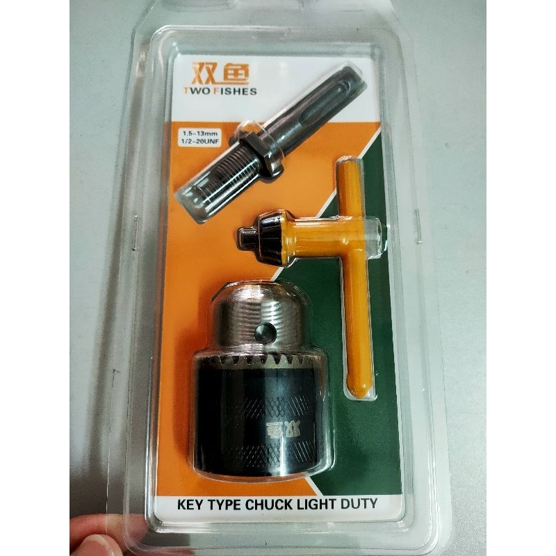 Đầu chuyển 1.5-13mm đầu kẹp mũi khoan, Đầu khoan bộ 3 món hiệu TWO FISHES chính hãng