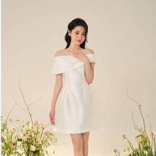 Váy đi chơi thiết kế LYRA chất tafta cao cấp, dáng ôm A bẻ vạt trễ vai, thiết kế tinh tế, sang trọng - LWTVD632