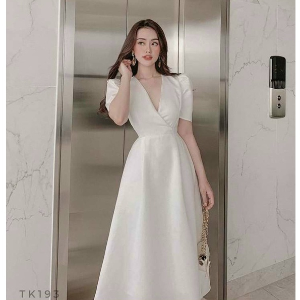 Đầm Dự Tiệc Cổ Tim,Maxi Xoè Tay Phồng Chất Tafta Cao Cấp mịn 2 Lớp full ( Tặng Kèm Tag Hoa Rời) Thời Trang Thiết Kế [MJP