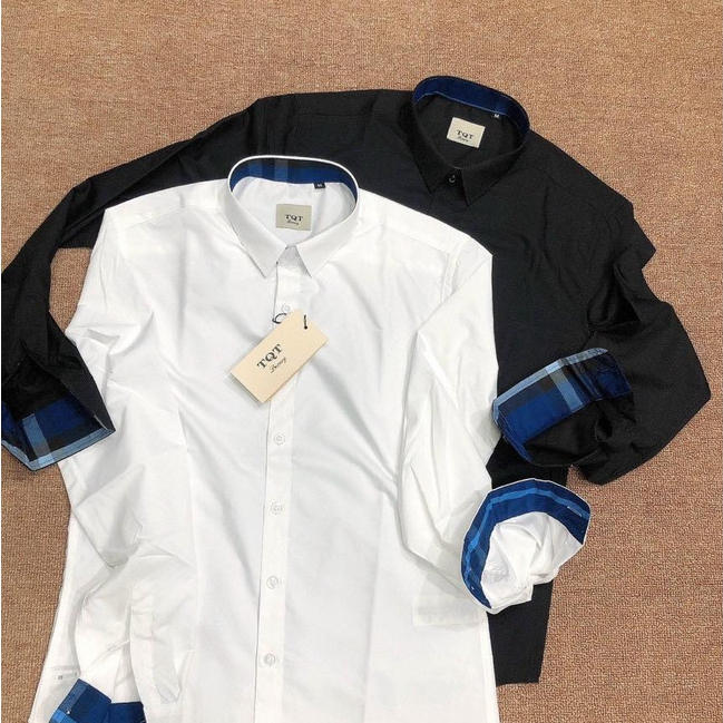 Sơ Mi Nam Phối Tay Cổ Bbr Trơn Mịn Không Nhăn Không Pai Không Xù