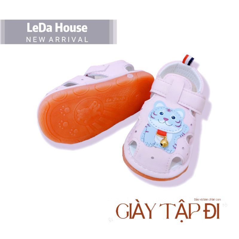 Giày tập đi cho bé sơ sinh có kèn bíp, mũi rọ, da PU êm chân S0-24m