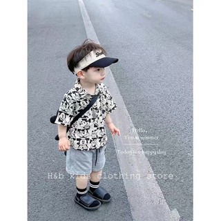 Set áo sơ mi mickey quần cotton bé trai