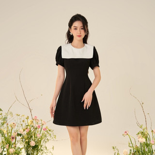 Váy thiết kế LYRA  chất tuyết Hàn, dáng ôm A phối cổ thủy thủ bản ly lợp cách điệu sang chảnh, nữ tính - LWTVD652