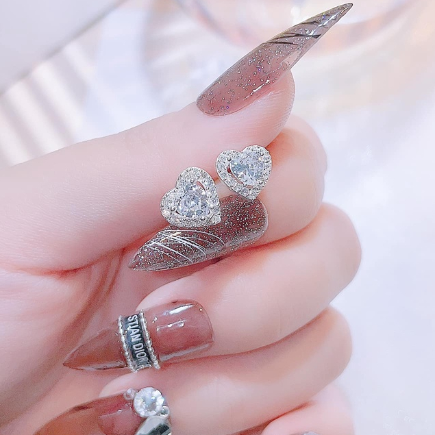 Bộ trang sức tim bạc ta gắn đá nhỏ siêu xinh - Bạc Bibi silver