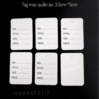 Tag mác quần áo bằng giấy mini 5cm * 3.5cm .