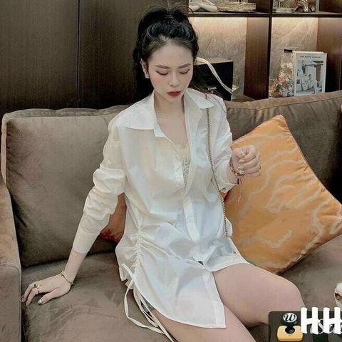Sơ Mi Nữ Rút Eo, Sơ Mi Dáng Dài Giấu Quần Hàng Thiết Kế