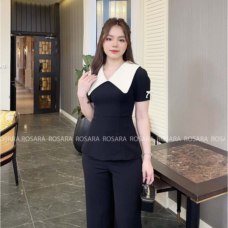 [Mã TOPS06 giảm đến 10k đơn 99k] Áo Sơ Mi Peplum Đen Chiết Eo Thời Trang Nữ Rosara SM27 | BigBuy360 - bigbuy360.vn